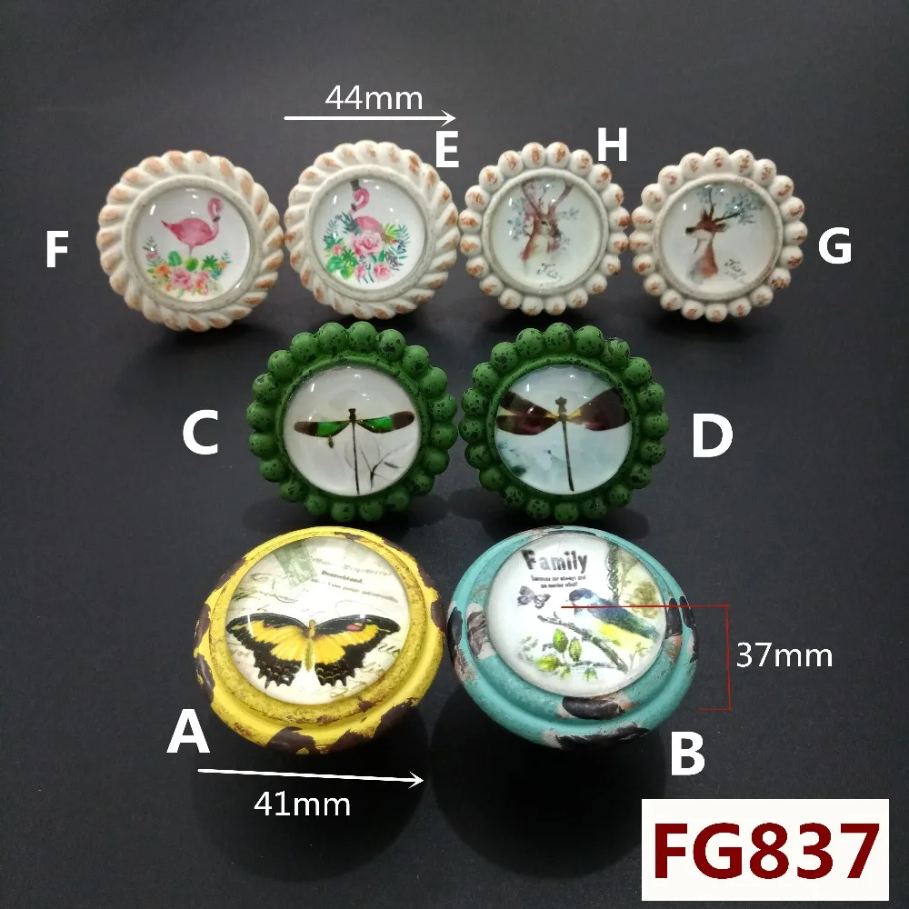 FG837昆虫动物系列复古水晶拉手8款=02黑底