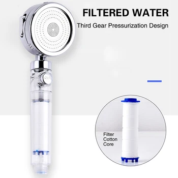 

KOHEEL shower head hand shower adjustable 3 mode high pressure shower head water saving one button to stop water filter shower