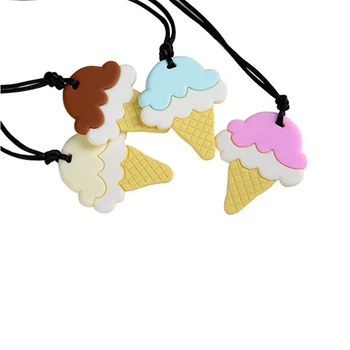 

Silicone Teether Ice Cream Chew Necklace Food Grade Silicone Sensory Chewable Teething Toy for Kids Baby Autism ADHD