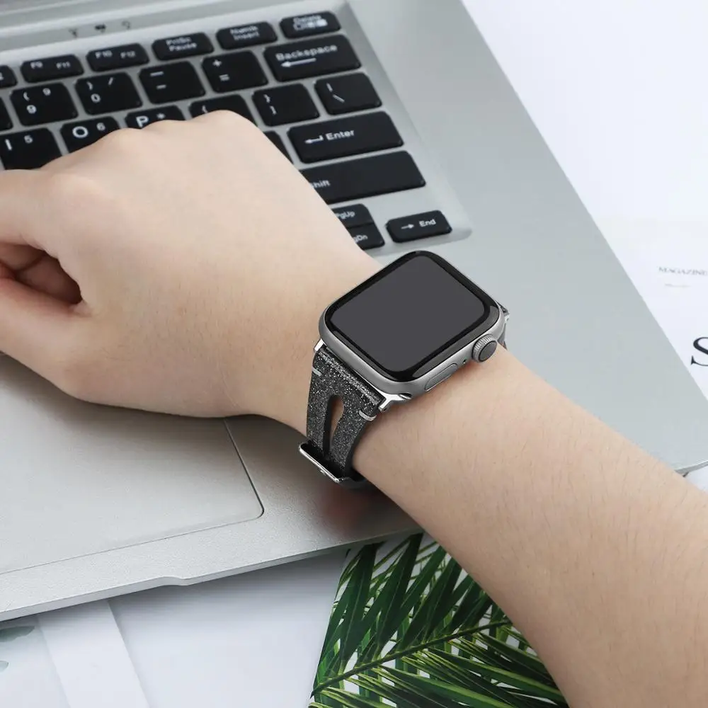 Ремешок кожаный для Apple Watch Band 38 мм 44 сменный браслет Iwatch Series 4/3/2/1 83004|Ремешки часов|