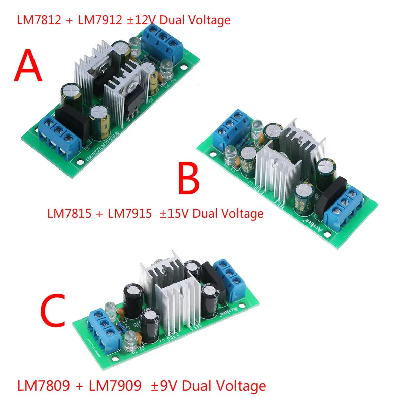 DC 12~24V LM7809+LM7909 +- 9V Dual Voltage Regulator Rectifier Bridge Power Supply Module