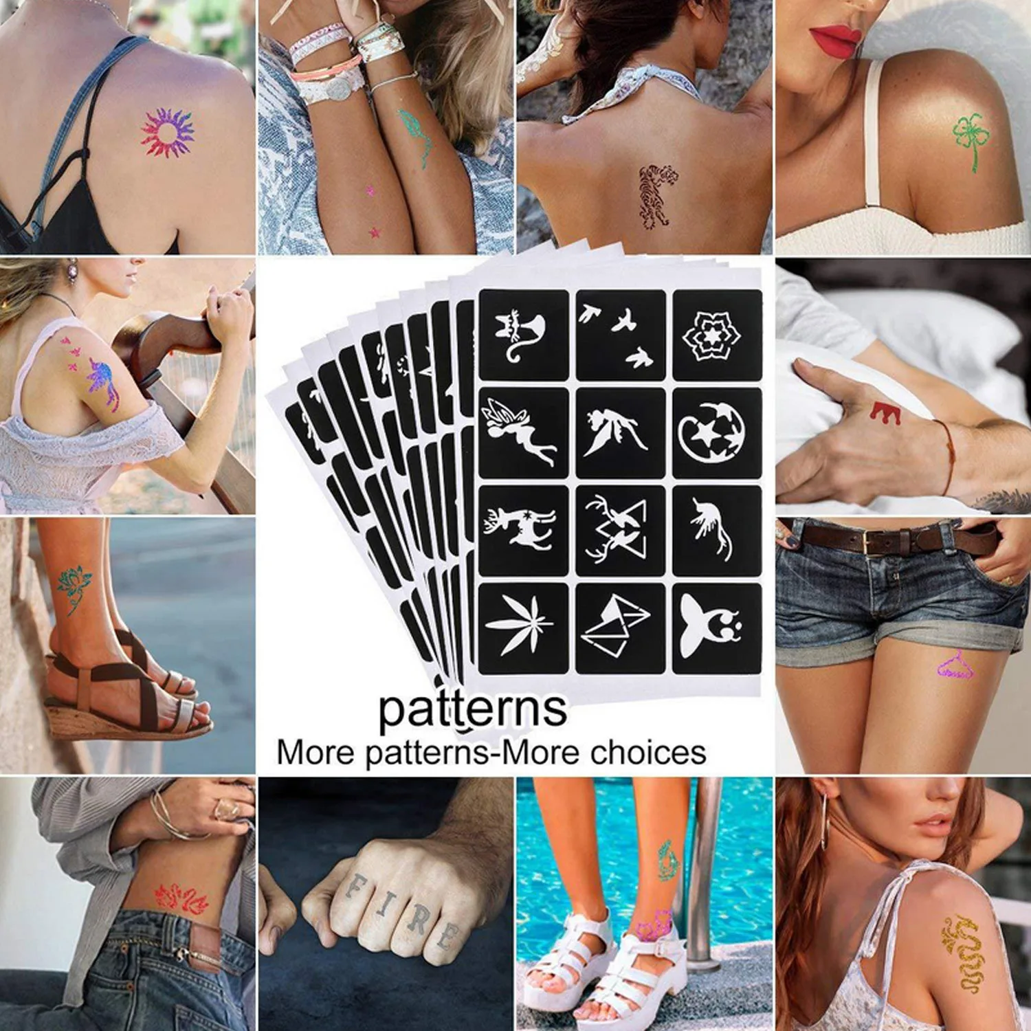 Preise 182 stücke Glitter Tattoo Set 24 Farben 30 Einzigartig Themen Temporäre Aufkleber 120 Muster Höhlen Formen Body Art Glitter Tattoo kit