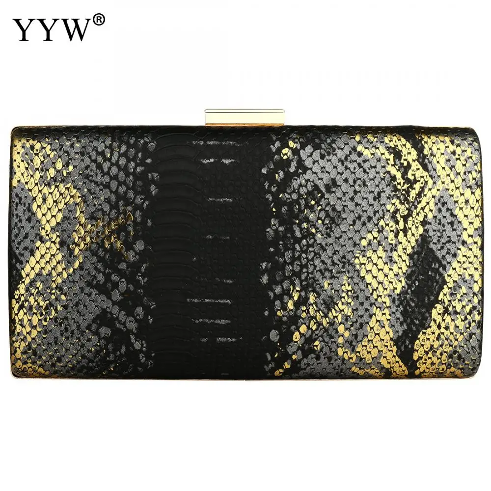 

Snake Pattern Clutch Evening Bag Vintage Long Purse Night Clutch And Purse Party Prom Wallets With Sling Crossbody Shoulder Bag