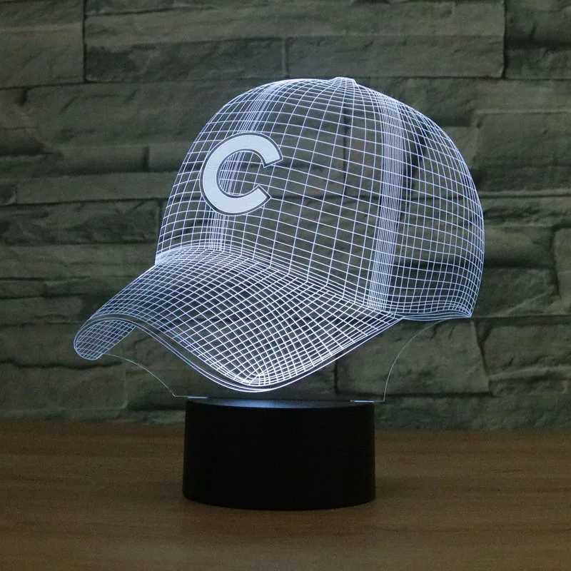 

2019 Foreign Trade New Style Chicago Cubs Baseball Cap 3D Colorful Touch Control Charging LED Visual Lamp 8068
