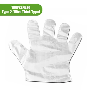 

100pcs/Lot Disposable Gloves One-off Plastic Gloves Restaurant BBQ Transparent Eco-friendly PE Gloves Kitchen Garden accessories