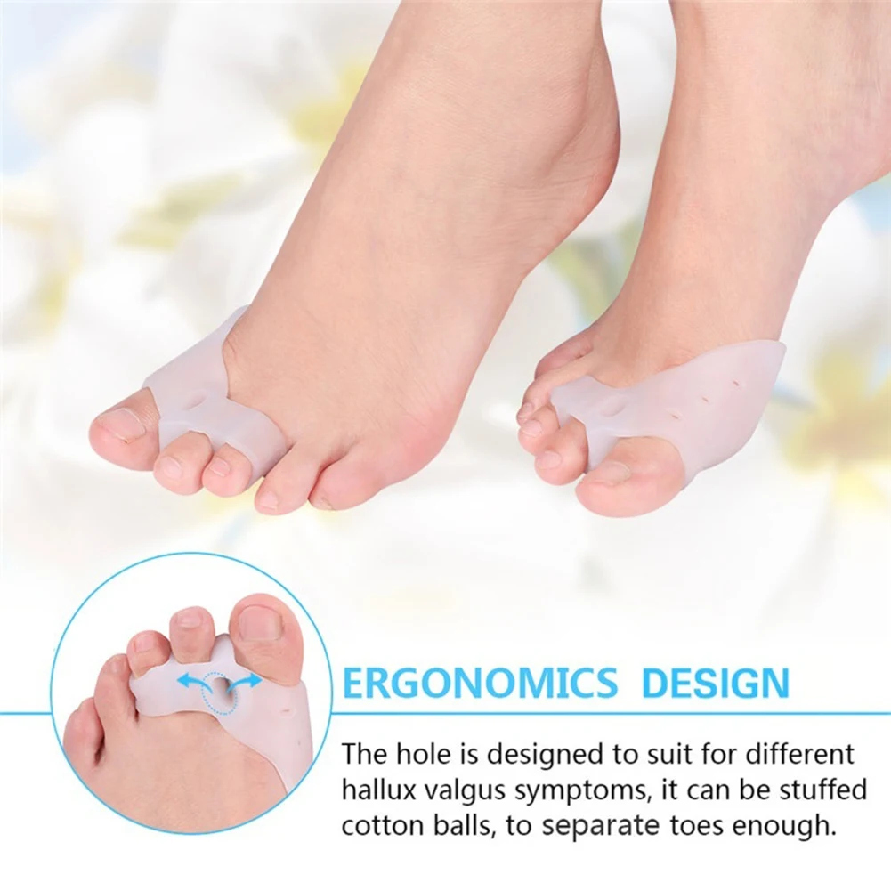 2Pcs Silicone Gel Bunion Corrector Pain Relief Hammer Toe Separator with Forefoot Care Pads Protection Corrector Hallux Valgus