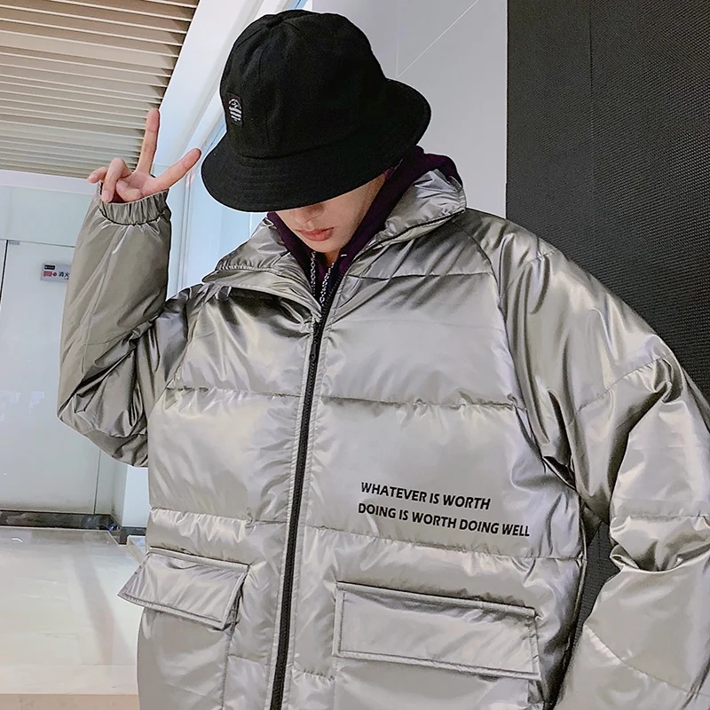 

Winter jacket men's new trend warm jacket youth loose large size short clothes new fashion handsome casual street zipper shirt