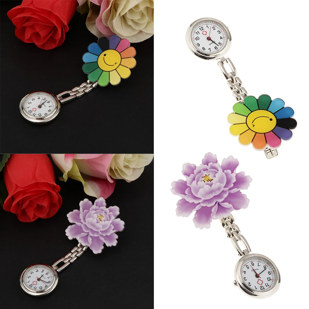 2Pcs Nurse Pocket Watch Women Paramedic Tunic Clip Brooch Doctor Fob Watches
