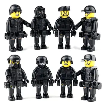 

New Single Pin Goingly Military SWAT Team Set City Police Ghost SWAT Weapon Model Building Blocks Kit Brick Toy Children Kids