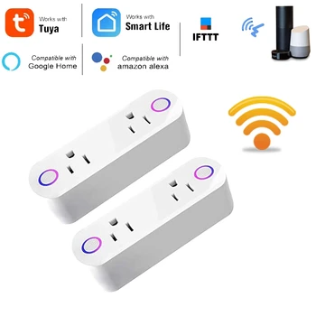 

2 Pack Smart Plug 15A Smart Dual Outlet Sockets with Energy Monitoring Hands-Free Voice Control for Alexa, IFTTT & Google Assist
