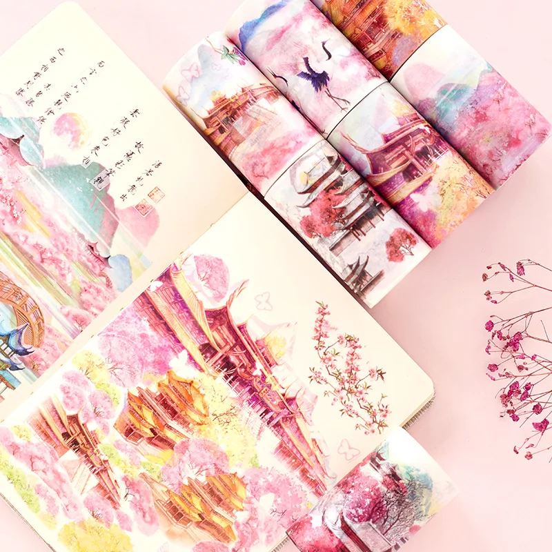 

Original Ancient Style Paper Stickers Scrapbooking Cute Flower Sea Character DIY 7cm*5m Kawaii Stickers Bullet Journal