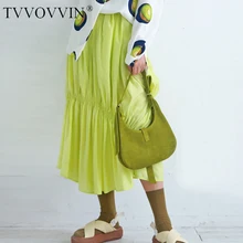 Однотонная юбка с высокой талией и асимметричными складками, Женская юбка свободного кроя, повседневная, милая, темпераментная, модная, Новинка осени, C929