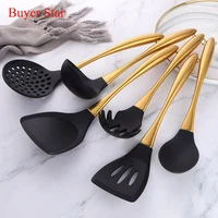 Juego de utensilios de silicona con mango de acero inoxidable, espátula, cuchara para sopa, cucharón, colador de Pasta, utensilios de cocina antiadherentes, 1 ud. (v1.12.4)