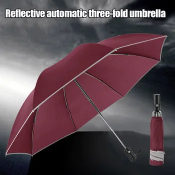 

Windproof Umbrella Three-fold Compact Folding Reverse Self-opening Umbrella Unisex Rain Umbrella EIG88
