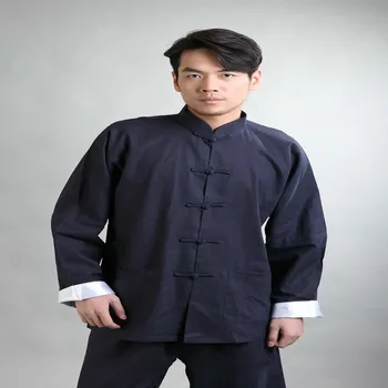 

Men's Tang Suit Cotton and Linen Long-Sleeve Suit Men's Tai Chi Exercise Clothing Suit