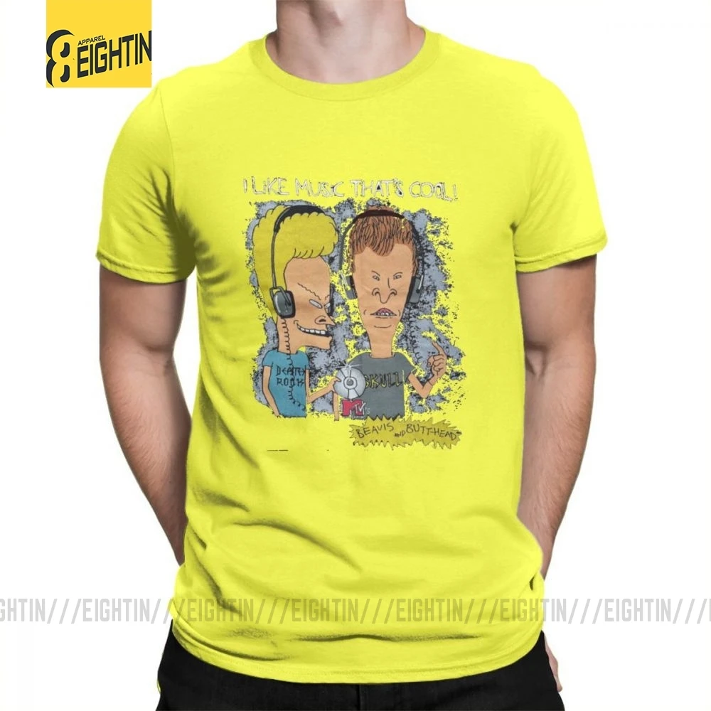 Beavis And Butthead футболки из хлопка с коротким рукавом футболки Awesome MensT модные футболки с круглым вырезом Большие размеры забавные - Цвет: Цвет: желтый