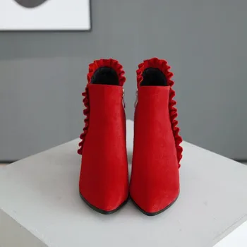 

Oversized boots women shoes ankle boots for women ladies boots Lace side zipper sequined heel