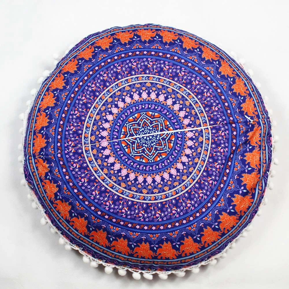 L5 напольные подушки с индийской мандалой, круглые богемные подушки, чехол, цветная текстильная подушка 43*43 см, Прямая поставка