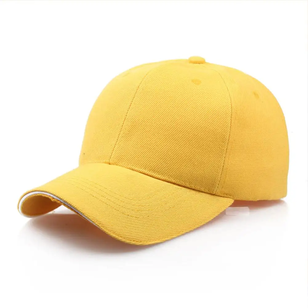 yellow Kuulee модная бейсболка без рисунка трендовая Регулируемая простая бейсболка кепка хлопковая летняя шляпа Прямая - Цвет: yellow