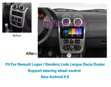 Top Android 9.0 2.5D+IPS car dvd multimedia player for Renault Logan 1 radio accessories gps navigation stereo player 3