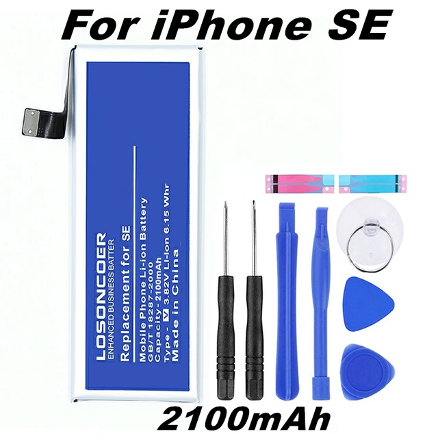 LOSONCOER 2100mAh SE 5SE For Apple iPhone SE 5SE Good Quality Phone Battery Batteries Bateria +Free Tools 1