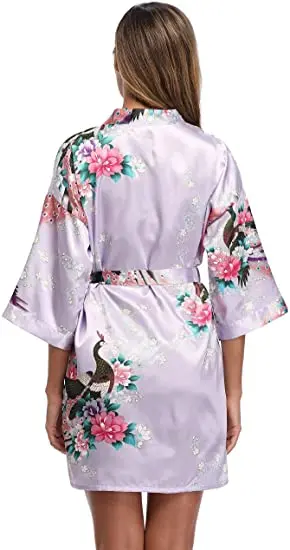 Fashion Satin Robe Female Bathrobe Sexy peignoir femme Silk Kimono Bride Dressing gown sleepwear Night Grow For Women