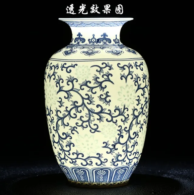 Jingdezhen Rice-pattern Porcelain Chinese Vase Antique Blue-and-white Bone China Decorated Ceramic Vase 2