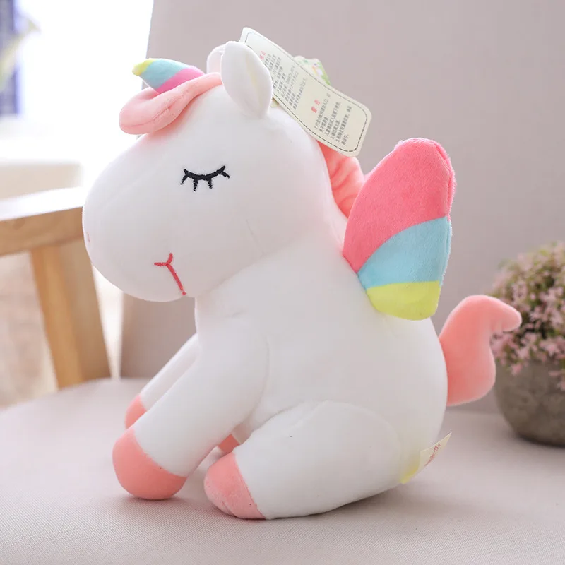25 см, 40 см, 55 см, милая плюшевая игрушка в виде единорога, розовая Летающая лошадь с радужными крыльями, для маленьких детей, кукла, подарок на день рождения для маленькой девочки - Цвет: Белый
