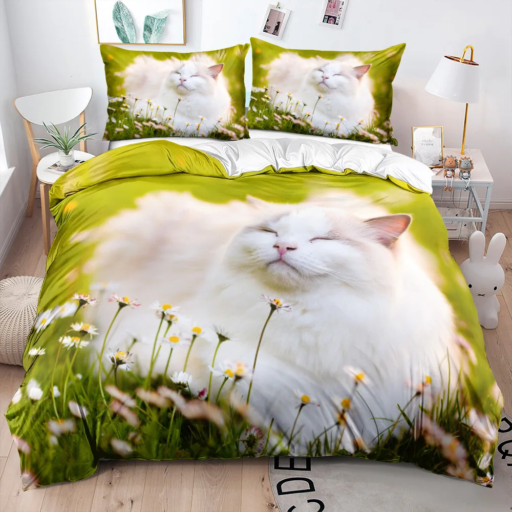 Lovely Pet Cat Bedding Set Animal Printed Covers Single Double King Queen Size Cute Cats Duvet Cover Sets Linen clothes