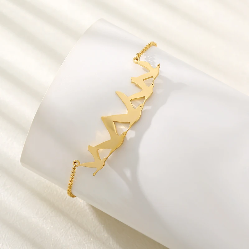 Rose Gold Bird Bracelet Minimal Filve Dove Bracelet Femme Stainless Steel Women's Fashion Accessories Best Friend Gifts Idea BFF