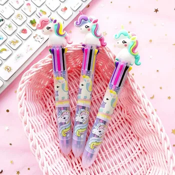 

1pcs 8 Color Ballpoint Pen Pink Unicorn Multicolor Marker Pen 0.7mm Creative Novelty Pens Kids Girl Gift Office Supplies