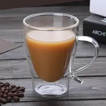 Высокая боросиликатная Двухстенная стеклянная чашка теплоизоляционная Цветочная емкость прозрачная инновационная термостойкая кофейная чашка