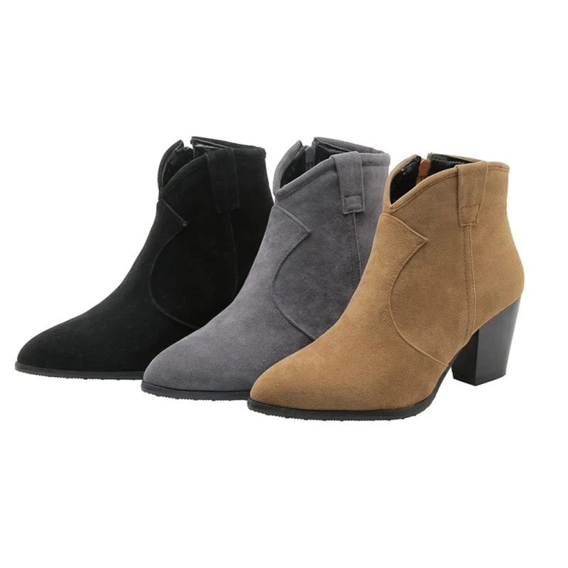 Kolnoo Handmade New Retro Style Womens Chunky Heels Boots Side-Zipper Vintages Dress Ankle Boots English Fashion Winter Shoes