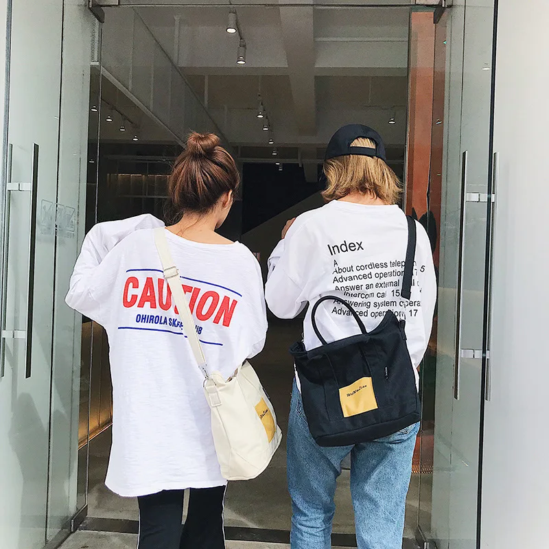 

2019 New Style Korean-style Canvas Tote Bag Hand Solid Color Japanese-style Simple Fashion Shoulder Harajuku Hong Kong Style