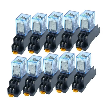 

10Pcs 12V Coil Power Relay LY2NJ DPDT 8 Pin HH62P JQX-13F with Socket Base