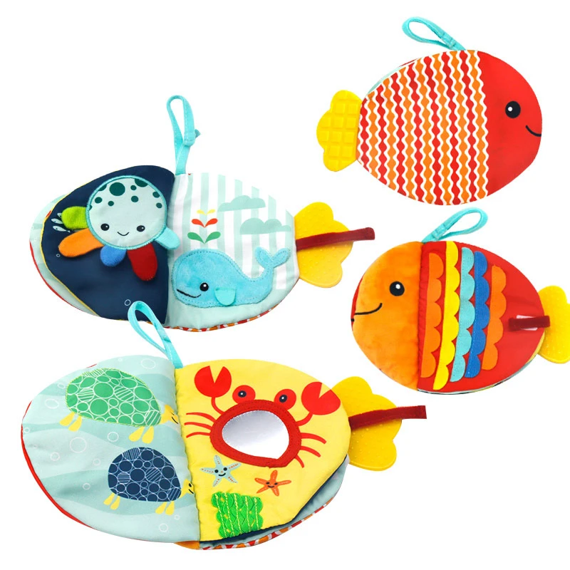 baby toddler toys green Creative Small Fish Cloth Book Cartoon Sea Animals Doll Baby Early Education Soothing Toy Washable Enlightenment Cloth Book best baby and toddler toys