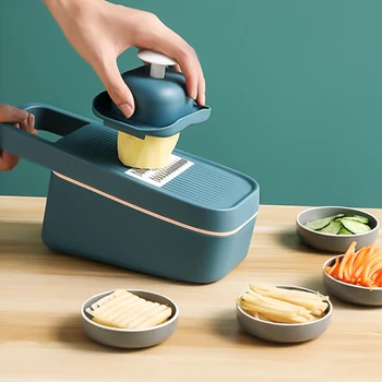 

Vegetable Cutter Manual Fruit Multifunctional Potatoes Fries Cutter Slicer Mandoline Salad Grater with Container Kitchen Gargets