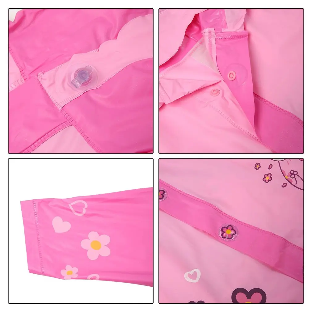 Lovely Cartoon Raincoat Waterproof For Boys Girls Long Hooded Rain Coat Outdoor Rainwear Suitable For Students Schoolbag