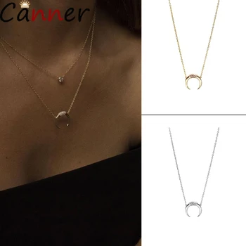 

Canner New Statement Horn Necklace Maxi Long Crescent Moon Pendant Necklace Women Fashion Jewelry 925 Sterling Silver Necklace