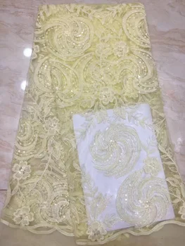 

NIAI French Sequins Velvet Lace Fabrics African Nigerian Tulle Lace Fabrics 2019 High Qualty Lace Material For Wedding