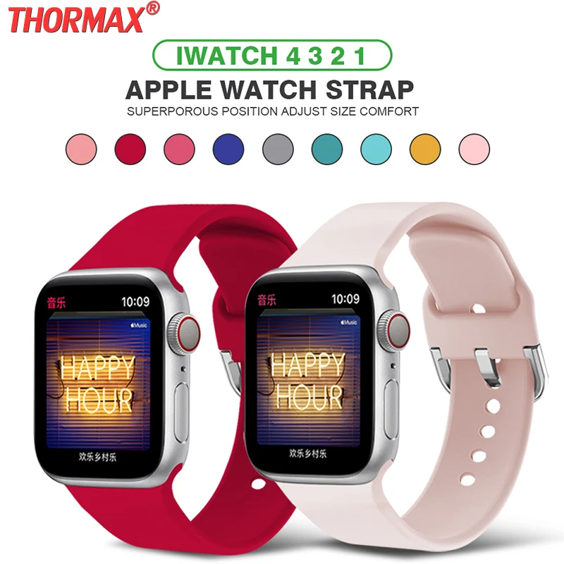

for Apple Watch Soft Silicone Wrist band Sports U-Buckle Wrist Replacement Strap 38mm 42mm 40mm 44mm Series 1 2 3 4 5 bracelet