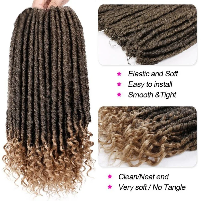 Мягкий Faux locs Curly вязание крючком косы остров богиня прическа Kanekalon Ombre