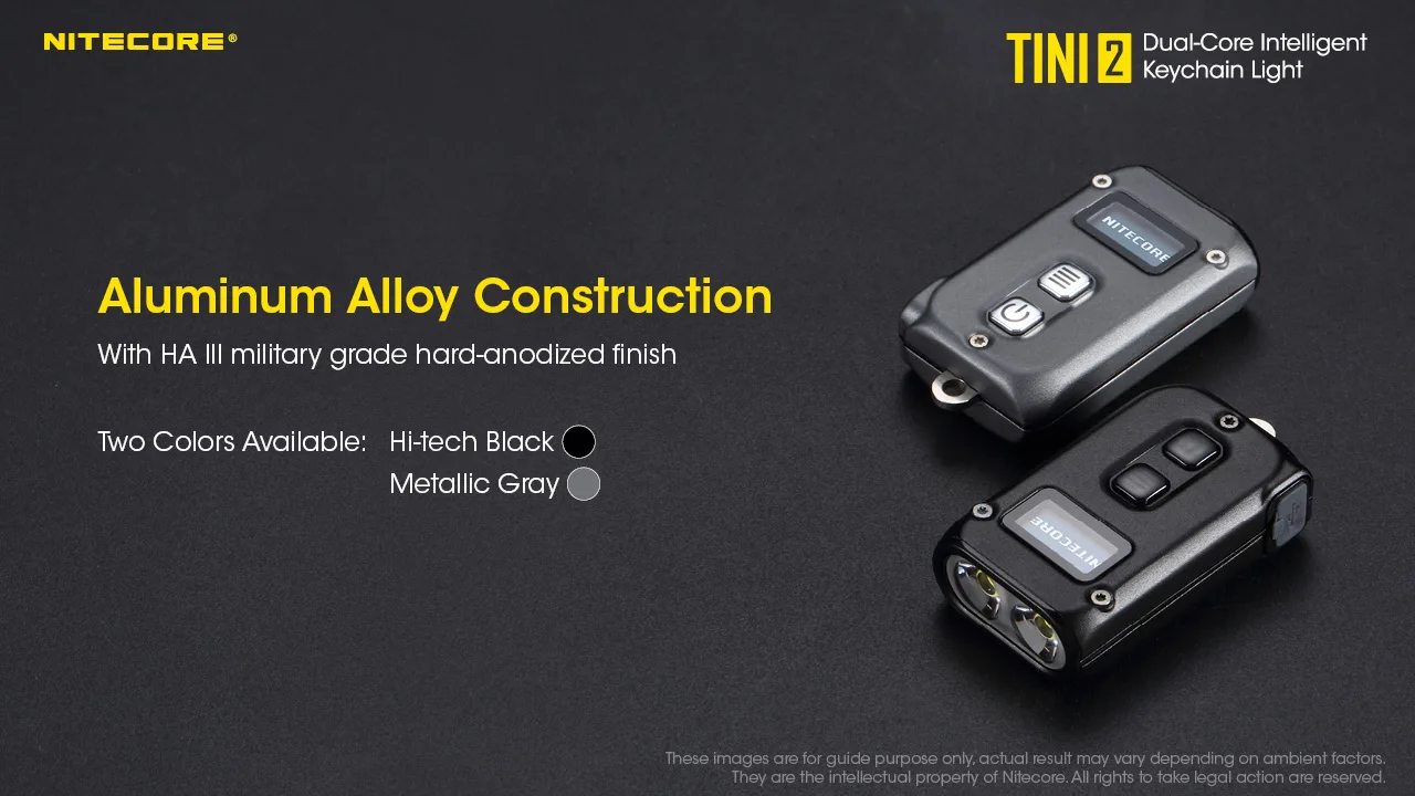 100% Original NITECORE TINI2 Flashlight 500Lumens Rechargeable 5 Lighting Modes Dual Side Switch  High Power Keychain Light rechargeable torch