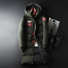 Мужская удлиненная куртка-пуховик, ветрозащитная Толстая Теплая мужская зимняя куртка-пуховик, белая куртка-пуховик на утином пуху, Мужское пальто, 3XL