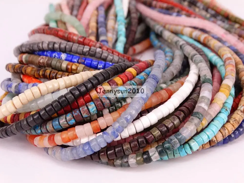 Natural Coin Spacer Loose Beads Assorted Stones For Jewelry Making Strand 15" YB 