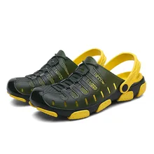 Мужская обувь высокого качества; мужские тапочки; модные повседневные шлепанцы без застежки; пляжная обувь; наружные горки сандалии с дырочками;#35