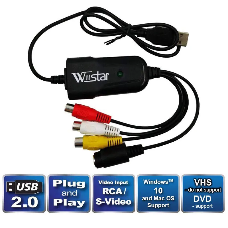 Wiistar драйвер бесплатно USB 2,0 видео Захват карты Easycap захват для Windows 10/8/7/XP захват видео Конвертация VHS