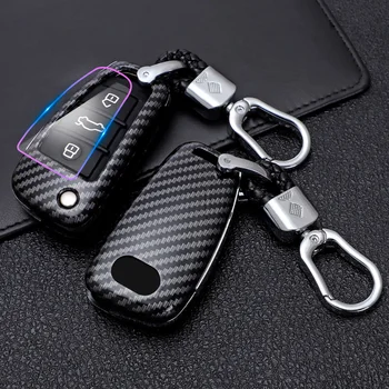 

Auto Car Styling ABS Carbon Fiber Key Case For Audi A1 A3 A4 A5 Q7 A6 C5 C6 Car Holder Shell Remote Cover Car-Styling keychain