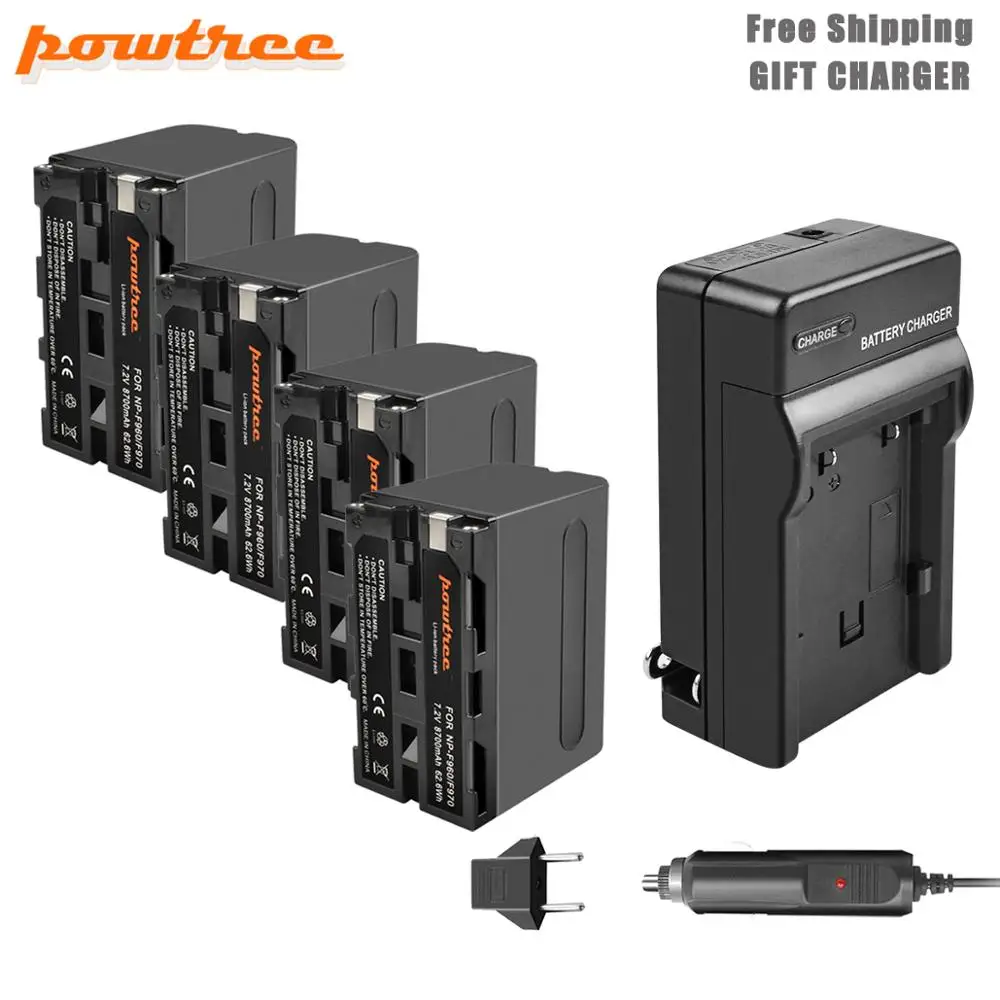 Powtree 8700 мА/ч NP F960 F970 Камера Батарея + ЖК дисплей Зарядное устройство для Sony F770 F550 CCD