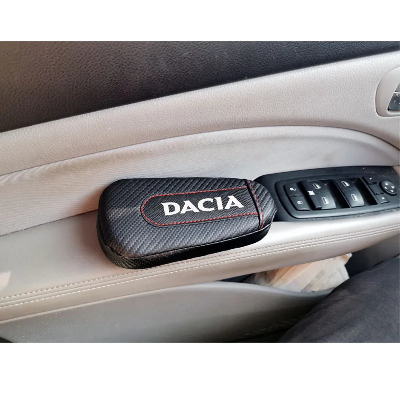 Для Dacia Duster Dokker Logan Lodgy Sandero 1 шт., карбоновая Кожаная подушка для ног, наколенник, подлокотник, Накладка для салона, автомобильные аксессуары